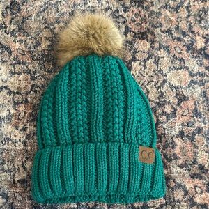 C.C California Emerald Knit Pom Pom Beanie